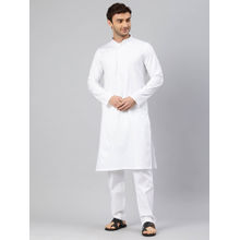 Manthan White Cotton Solid Kurtas for Men