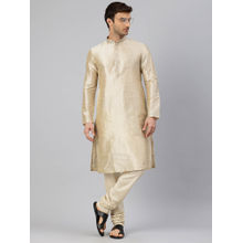 Manthan Beige Art Silk Self Design Kurtas for Men