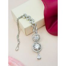 Abdesigns Silver-Plated American Diamond Studded Maang Tikka - White
