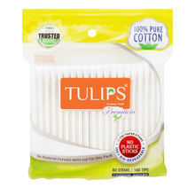 Tulips Premium Cotton Ear Buds/ Swabs with White Paper Stick Pouch (80/ 160 Tips in a Ziplock Pouch)