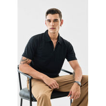 Snitch Men Black Polyester Polo T-shirt