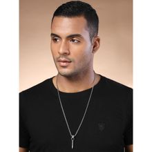 Karatcart Silver Plated Bullet Metal Chain with Pendant for Men (Set of 2)