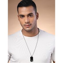 Karatcart Silver Plated Black Metal Chain with Pendant for Men (Set of 2)