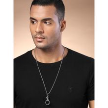 Karatcart Silver Plated Wolf with Ring Metal Chain Pendant for Men (Set of 2)