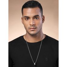 Karatcart Silver Plated Latin Prayer Ring Metal Chain Pendant for Men (Set of 2)