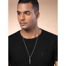 Karatcart Silver Plated Carved Bullet Metal Chain Pendant for Men (Set of 2)