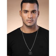 Karatcart Silver Plated Biohazard Symbol Chain Pendant for Men (Set of 2)