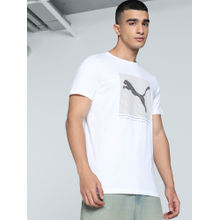 Puma Men White Ess Logo Printed T-Shirt