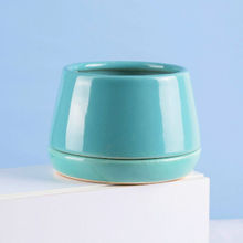 Nurturing Green Teal Ceramic Pot (Without Plants)