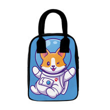 Crazy Corner Astronaut Fox Printed Insulated Canvas Lunch Bag
