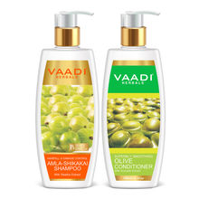 Vaadi Herbals Amla Shikakai Shampoo Hairfall & Damage Control With Olive Conditioner - Pack of 2