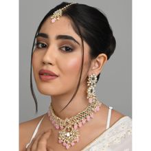Fida Wedding Ethnic Indian Pink Pearl Kundan Jewellery Set for Women(One Size)