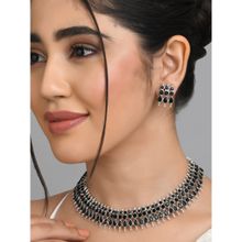 Fida Wedding Ethnic South Silver Necklace and Earring Set for Women