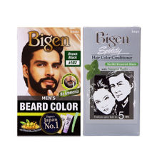 Bigen Beard Color Brown Black B102 & Hair Color Conditioner 882 - Pack Of 2