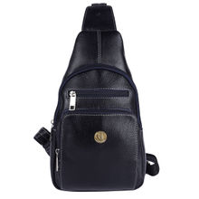 HiLEDER Pure Leather 12" Sling Cross Body Chest Bag For Men Women, Blue