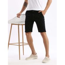 SHOWOFF Mens Knee Length Geometric Black Denim Shorts
