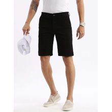 SHOWOFF Mens Knee Length Geometric Black Denim Shorts