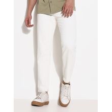 SHOWOFF Mens White Slim Fit Cropped Jeans