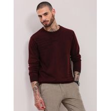 SHOWOFF Men Maroon Textured Pullover Sweater