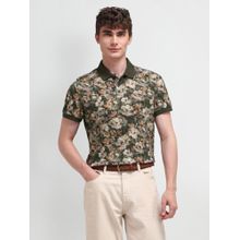U.S. POLO ASSN. Floral Green Half Sleeves Collar Neck Polo T-Shirt