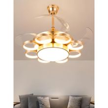 The Art House Invisible Golden Rings Ceiling Fan Chandelier With Remote Control 4 Abs Blades