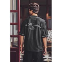 Snitch Black Printed Half Sleeves Oversized Shirt