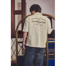 Snitch Beige Stripes Half Sleeves Boxy Shirt