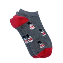 Mint & Oak Roly Poly Snowman Ankle Length Socks for Women - Grey (Free Size)