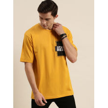 Difference of Opinion Yellow Colour-Block Oversized T-Shirt