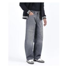Rare Rabbit Zeret Dark Grey Plain Baggy Fit Jeans