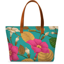 DailyObjects Teal Hibiscus Fatty Tote Bag