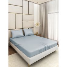 SEEVO Satin 400 Tc King Bedsheet Sky Blue