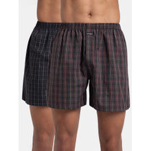Jockey 1222 Men Checkered Boxer Shorts - Maroon & Black (Pack of 2)
