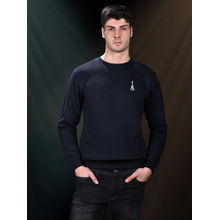 Louis Stitch Men Guitar Inspired Logo Printed Regular Fit Pullover Navy Blue Sweatshirt