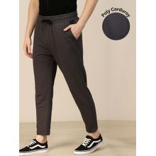 RIGO Men Regular Fit Grey Poly Corduroy Jogger