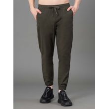Red Tape Olive Cotton Spandex Solid Mens Trouser Joggers