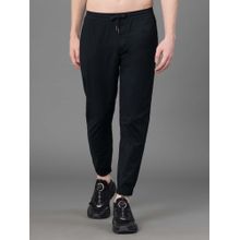 Red Tape Black Cotton Spandex Solid Mens Trouser Joggers
