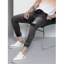 The Indian Garage Co Men Slim Fit Solid Mid-Rise Stretchable Denim Joggers