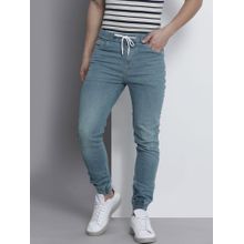 The Indian Garage Co Men Slim Fit Solid Mid-Rise Stretchable Denim Joggers