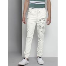The Indian Garage Co Men Slim Fit Placement Print Mid-Rise Stretchable Denim Joggers