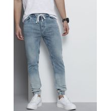 The Indian Garage Co Men Slim Fit Overdyed Mid-Rise Stretchable Denim Joggers