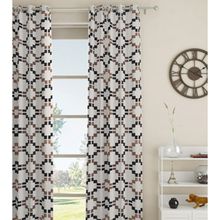 GM Regular Embroidered Ring Top Door Curtain-Pack of 1(4.3x7 Feet Off White Black and Brown Curtain)