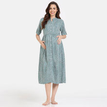 Zivame Coucou Maternity Woven Mid Length Nightdress - Forest Green (Set of 2)