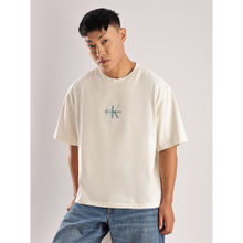 Calvin Klein White Logo Relaxed Fit Cotton T Shirt