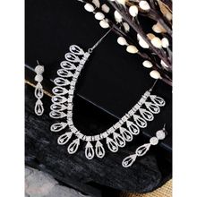 Crunchy Fashion American Diamond-AD Crystals Studded Silver-Plated Jewellery Set