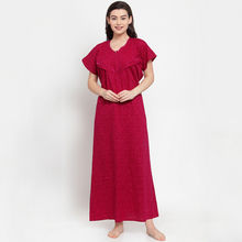 Secret Wish Women's Red Cotton Checked Nightsuit
