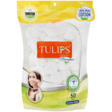 Tulips Premium Quality White Cotton Ball 50 Pcs For Face Cleaning & Nail Paint Remover