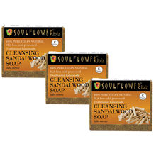 Soulflower Cleansing Sandalwood Soap - Set of 3