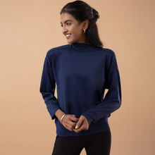 Nykd All Day Casual Chic High Neck Sweatshirt - NYAT157 Peacoat