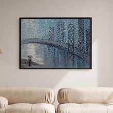 ARTCREST Rainy Date With the Bridge View Large Painting Black Box Framed Canvas Wall Art
